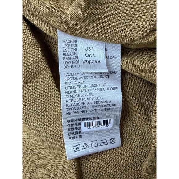 Free People Dress Womens Large Mustard Velvet Smocked Puff Sleeve Lace Up Back - Picture 12 of 15